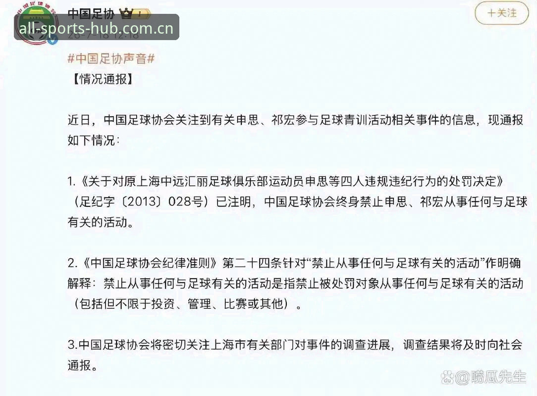 最新完美体育安卓版 足协第三批禁足名单出炉:17人终身禁足,多位俱乐部高管落网